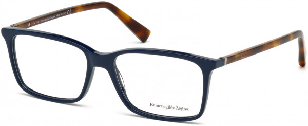 Ermenegildo Zegna EZ5027 Eyeglasses, 090 - Shiny Dark Blue, Medium Havana