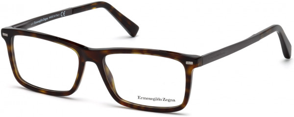 Ermenegildo Zegna EZ5074 Eyeglasses, 052 - Shiny Dark Havana, Semi-Shiny Satin Dark Ruthenium