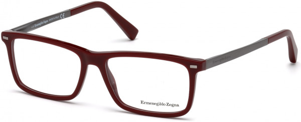 Ermenegildo Zegna EZ5074 Eyeglasses, 069 - Shiny Burgundy, Semi-Shiny Satin Light Ruthenium