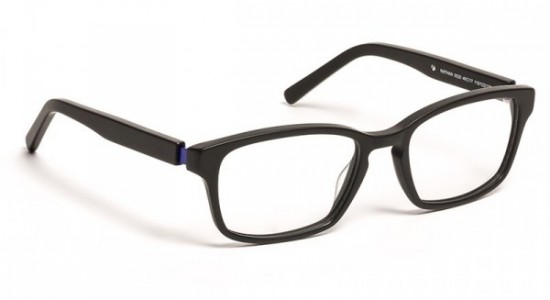 J.F. Rey NATHAN Eyeglasses, NATHAN 0020 BLACK MAT WITH BLUE METAL 12/16 (0020)