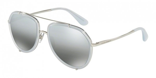 Dolce & Gabbana DG2161 Sunglasses, 05/88 OPAL AZURE/SILVER (LIGHT BLUE)