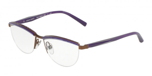 Alain Mikli A02023 Eyeglasses, E239 PONTILLE' VIOLET/BROWN MATT (VIOLET)