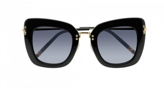 Boucheron BC0015S Sunglasses, 001 - BLACK with GOLD temples and GREY lenses