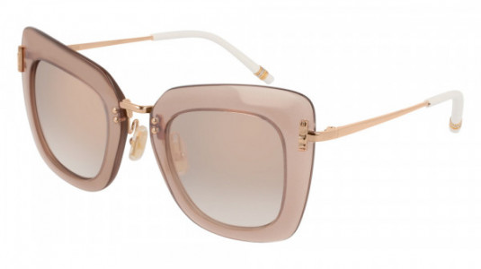 Boucheron BC0015S Sunglasses, 008 - NUDE with GOLD temples and PINK lenses