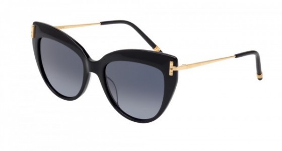 Boucheron BC0016S Sunglasses, 001 - BLACK with GOLD temples and GREY lenses