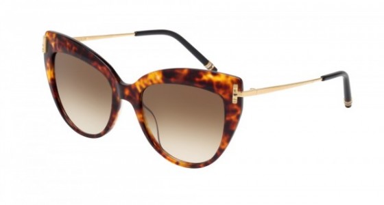 Boucheron BC0016S Sunglasses, 002 - HAVANA with GOLD temples and BROWN lenses