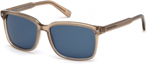 Ermenegildo Zegna EZ0062 Sunglasses, 45W - Shiny Light Brown / Gradient Blue