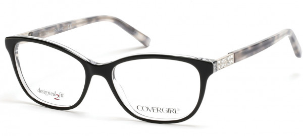 CoverGirl CG0458 Eyeglasses, 003 - Black/crystal