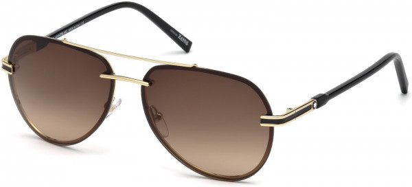Montblanc MB643S Sunglasses, 32F - Gold / Gradient Brown