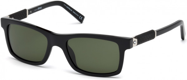 Montblanc MB646S Sunglasses, 01N - Shiny Black  / Green