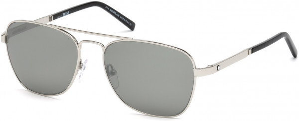 Montblanc MB649S Sunglasses, 16C - Shiny Palladium / Smoke Mirror