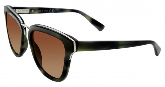 Lanvin SLN728 Sunglasses, Olive Horn 96Nx