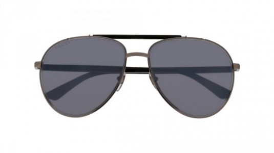 Gucci GG0014S Sunglasses, 001 - RUTHENIUM with BLACK temples and SILVER lenses