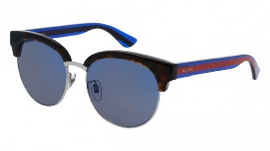 Gucci GG0058SK Sunglasses, 004 - HAVANA with BLUE temples and BLUE lenses