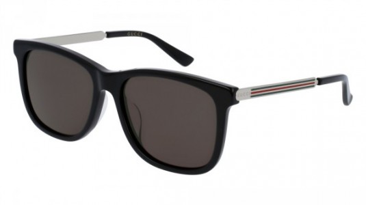 Gucci GG0078SK Sunglasses, 002 - BLACK with SILVER temples and GREY lenses