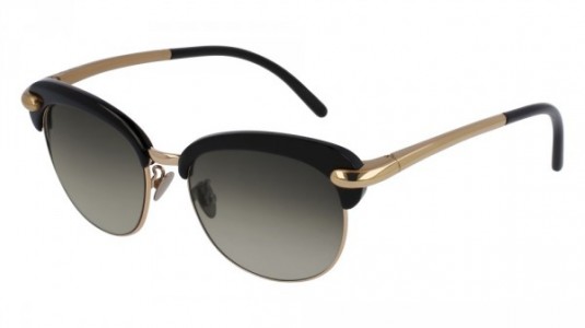 Pomellato PM0021S Sunglasses, 001 - BLACK with GOLD temples and GREY lenses