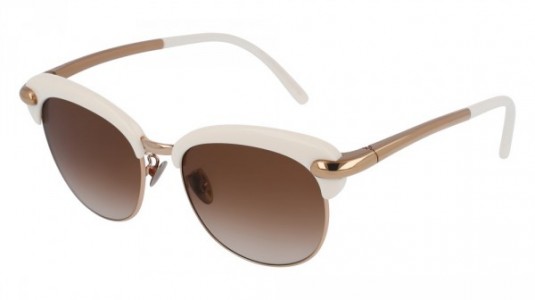 Pomellato PM0021S Sunglasses, 003 - IVORY with GOLD temples and BROWN lenses