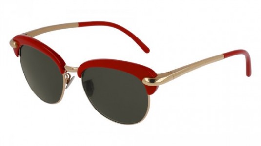 Pomellato PM0021S Sunglasses, 004 - RED with GOLD temples and SMOKE lenses