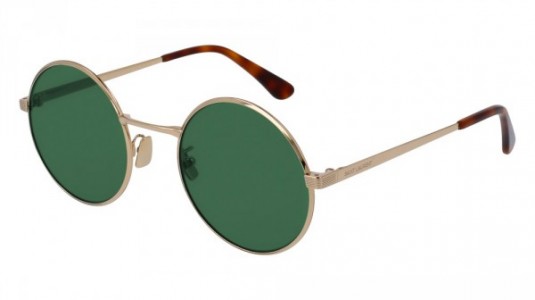 Saint Laurent SL 136 ZERO Sunglasses, 002 - GOLD with GREEN lenses