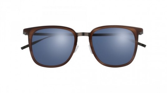 Tomas Maier TM0026S Sunglasses, 002 - BROWN with RUTHENIUM temples and BLUE lenses