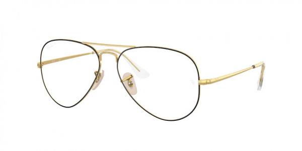 Ray-Ban Optical RX6489 AVIATOR Eyeglasses, 2890 AVIATOR MATTE BLACK ON ARISTA (GOLD)