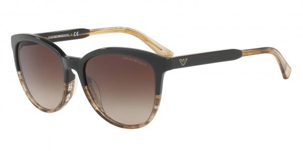 Emporio Armani EA4101 Sunglasses, 556713 SHINY BROWN & STRIPED BEIGE GR (BROWN)