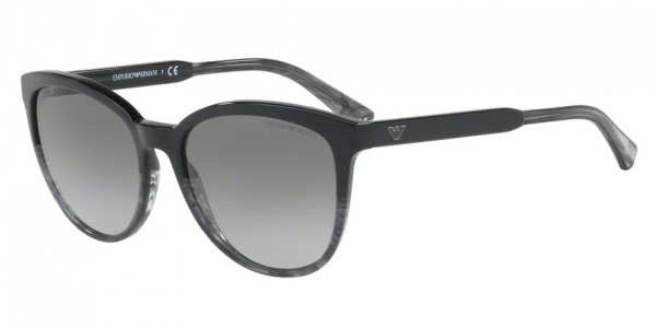 Emporio Armani EA4101F Sunglasses, 556611 BLACK/TR STRIPED GREY (BLACK)