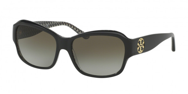 Tory Burch TY7107 Sunglasses, 16538E BLACK/BLACK WHITE ZIG ZAG (BLACK)
