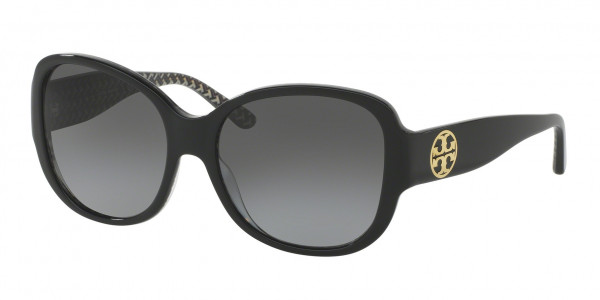 Tory Burch TY7108 Sunglasses, 1653T3 BLACK/BLACK WHITE ZIG ZAG (BLACK)