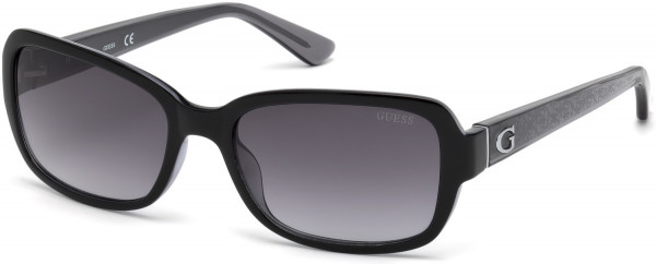 Guess GU7474 Sunglasses, 01B - Shiny Black  / Gradient Smoke
