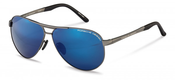 Porsche Design P8649 Sunglasses, F satin gunmetal (strong dark blue mirrored)