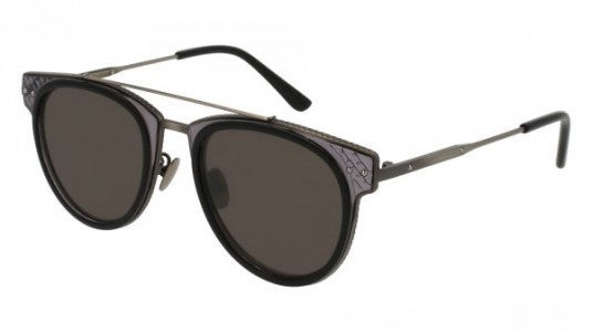 Bottega Veneta BV0123S Sunglasses, 001 - BLACK with SILVER temples and GREY lenses