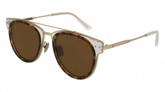Bottega Veneta BV0123S Sunglasses, 002 - HAVANA with GOLD temples and BROWN lenses