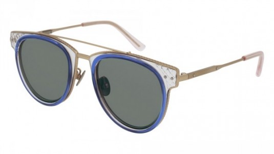 Bottega Veneta BV0123S Sunglasses, 005 - BLUE with GOLD temples and BLUE lenses
