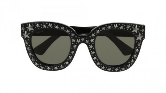 Gucci GG0116S Sunglasses, 002 - BLACK with SILVER lenses