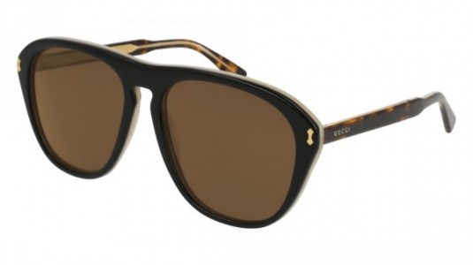 Gucci GG0128S Sunglasses, 004 - BLACK with HAVANA temples and BROWN lenses