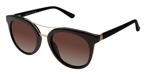Ann Taylor AT511 Sunglasses, C01 Black / Gold (Brown Gradient)