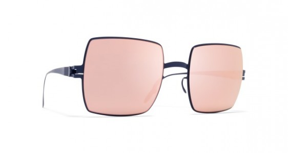 Mykita DUSTY Sunglasses, F65 NAVY BLUE - LENS: ROSE GOLD FLASH