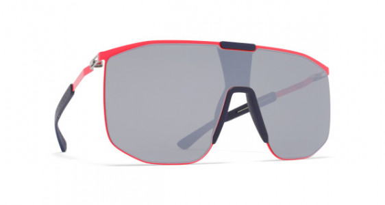 Mykita Mylon YARROW Sunglasses, MH15 NEON RED/NAVY BLUE - LENS: SILVER FLASH