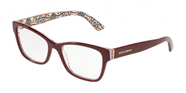 Dolce & Gabbana DG3274 Eyeglasses, 3179 BORDEAUX ON NEW MAIOLICA (BORDEAUX)