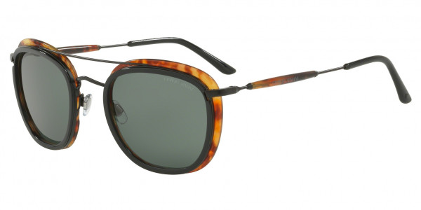 Giorgio Armani AR6054 Sunglasses, 300171 MATTE BLACK/TOP BKLACK-HAVANA (BLACK)