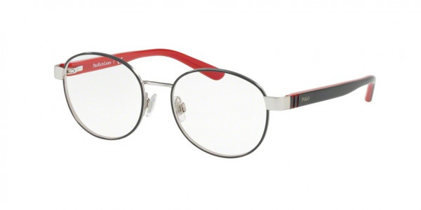 Ralph Lauren Children PP8038 Eyeglasses, 3217 SATIN SILVER BLACK/BLACK RED (BLACK)