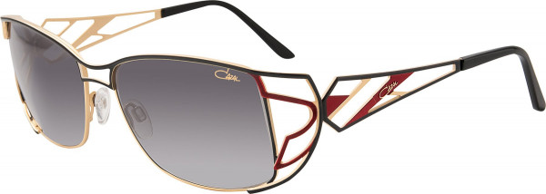 Cazal Cazal 9069 Sunglasses, 001 Black-Red-Gold/Grey Gradient Lenses
