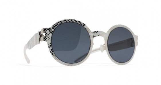 Mykita MMTRANSFER003 Sunglasses, SILVER/WHITE PYTHON - LENS: DARK GREY SOLID