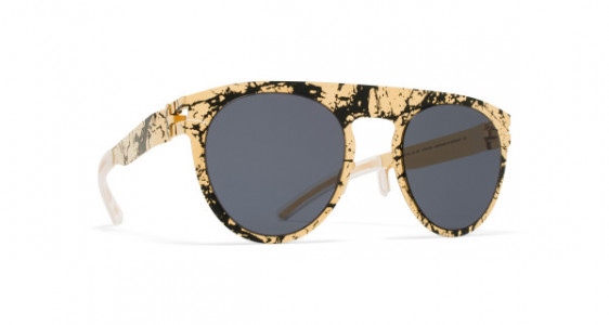 Mykita MMTRANSFER004 Sunglasses, GOLD/BLACK STONE - LENS: DARK GREY SOLID