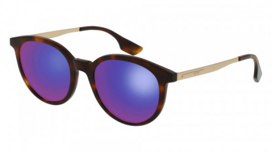 McQ MQ0069S Sunglasses, 002 - HAVANA with GOLD temples and PINK lenses