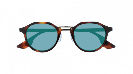 McQ MQ0036S Sunglasses, 002 - HAVANA with GOLD temples and GREEN lenses