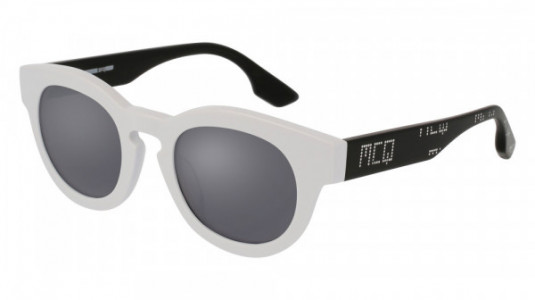 McQ MQ0047S Sunglasses, WHITE with BLACK temples and SILVER lenses