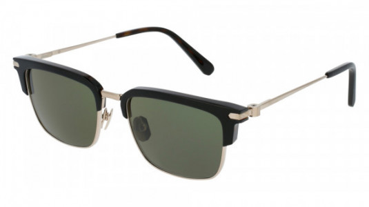 Brioni BR0007S Sunglasses, 001 - BLACK with GOLD temples and GREEN lenses