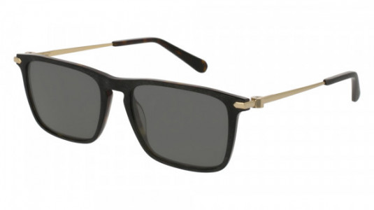 Brioni BR0016S Sunglasses, 002 - BLACK with GOLD temples and GREY lenses